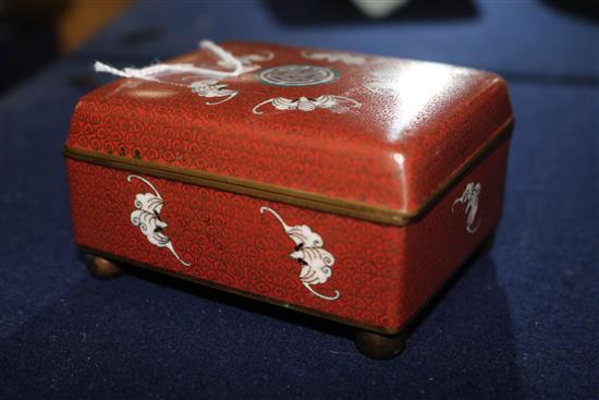 A Chinese cloisonne enamel bowl and a similar box